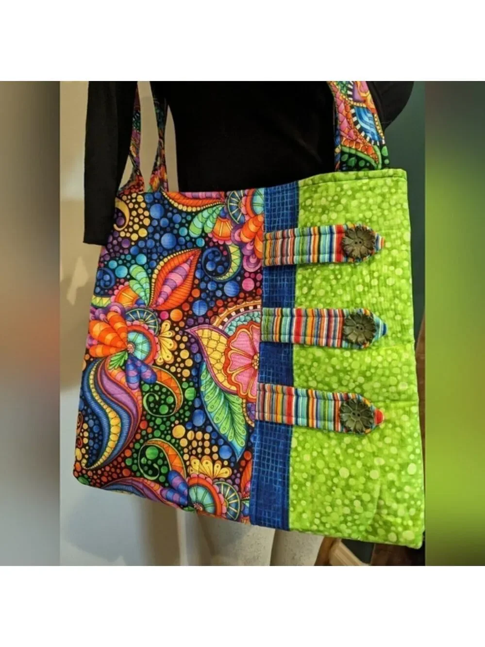 Psychedelic handmade colorful shoulder bag - CA